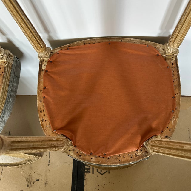 Early 20th Century Antique Side Table Chairs. Crushed Velvet, Champagne Color - Set of 2 For Sale - Image 11 of 11