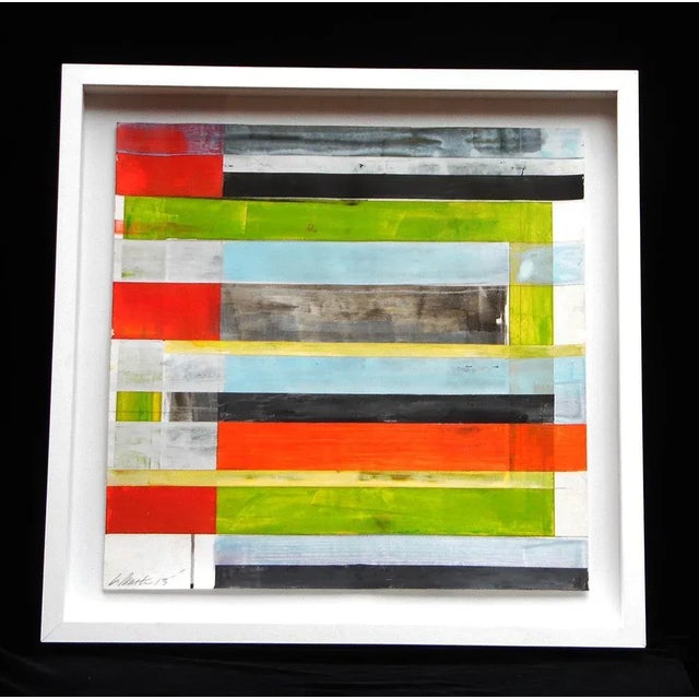 Abstract 2012 Lloyd Martin Abstract Composition Acrylic Painting on Paper in Red, Blue and Green For Sale - Image 3 of 3