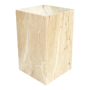 Mid Century Modern 18x18" Square 29" Tall White Marble Pedestal