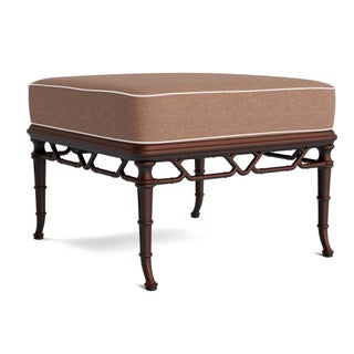 Brown Jordan Calcutta Ottoman in Almandine with Fusion Clay and Sea Salt Welt Cushions For Sale
