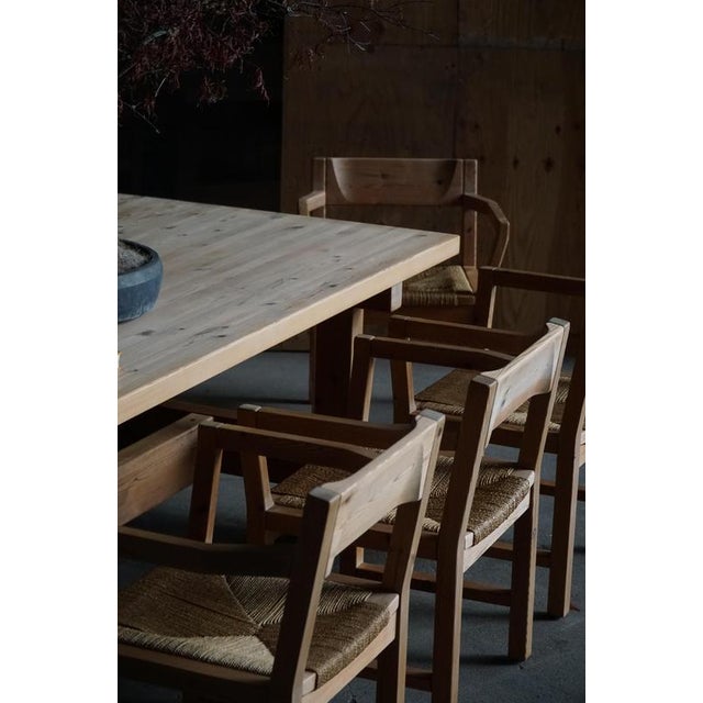 Brown Danish Dining Chairs in Pine and Woven Paper Cord by Tage Poulsen, 1970s, Set of 8 For Sale - Image 8 of 18