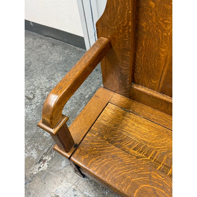 Antique Oak Hall Tree/Entry Bench For Sale - Image 10 of 12