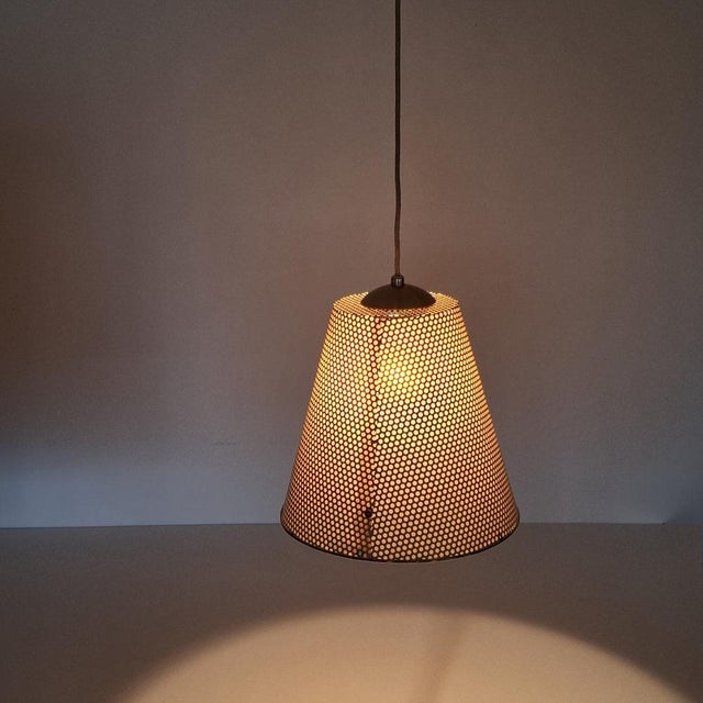 Gold Pendant Lamp in Brass and Perforated Sheet Metal from Erco, 1960s For Sale - Image 8 of 18