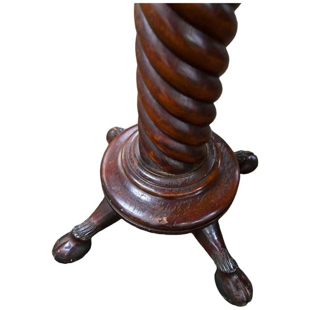 Victorian Antique Victorian Barley-Twist Torchère Pedestal Table With Cloven Feet For Sale - Image 3 of 5