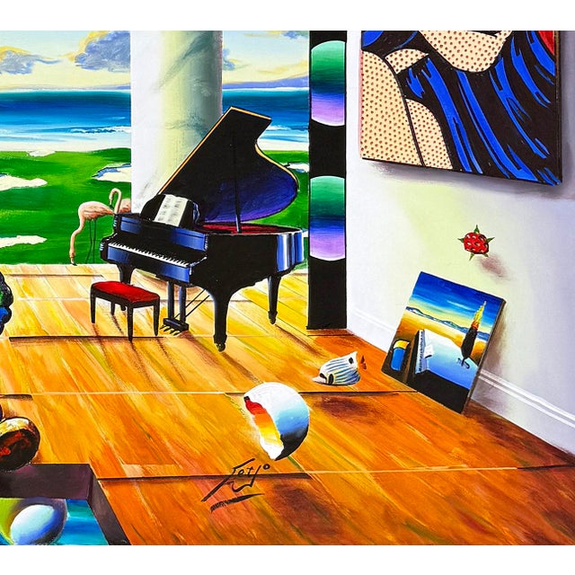 Original oil painting on canvas. Hand signed lower front by Ferjo. Canvas image size 50 x 70 inches. Canvas is not...