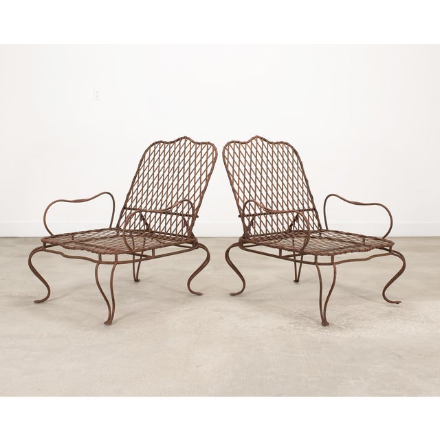 Metal Pair of Rose Tarlow Twig Iron Garden Lounge Chairs + Ottomans For Sale - Image 7 of 18