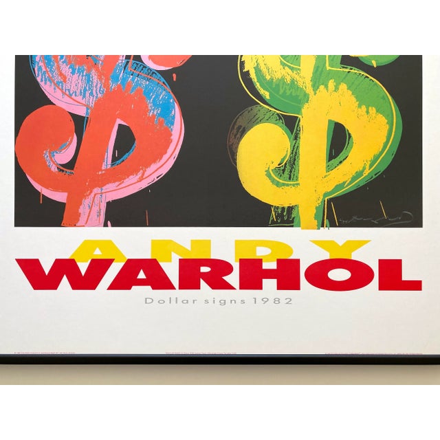 Metal Andy Warhol Estate Vintage 1989 First Edition Lithograph Print Large Framed Pop Art Poster " Dollar Signs ( $4 ) " 1982 For Sale - Image 7 of 12