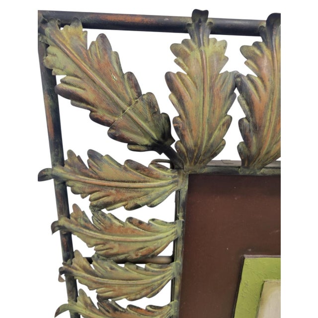 Oversized Vintage Hand Painted Palm Tree Metal Leaf Palm Beach Regency Wall Art- A Pair For Sale - Image 11 of 13