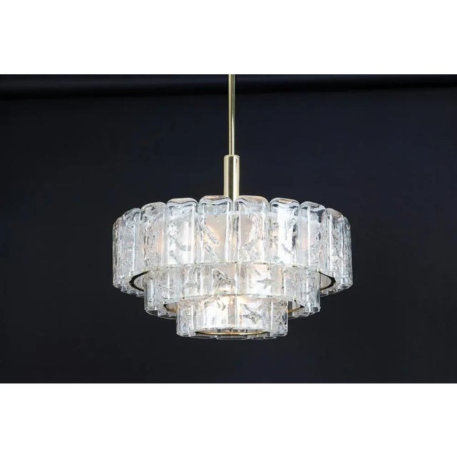 Murano Ice Glass Tube Chandelier attributed to Doria Leuchten, Germany, 1960s For Sale - Image 10 of 12