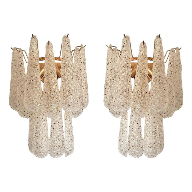 Murano Glass Gold Wall Sconces by Simoeng, Set of 2 For Sale