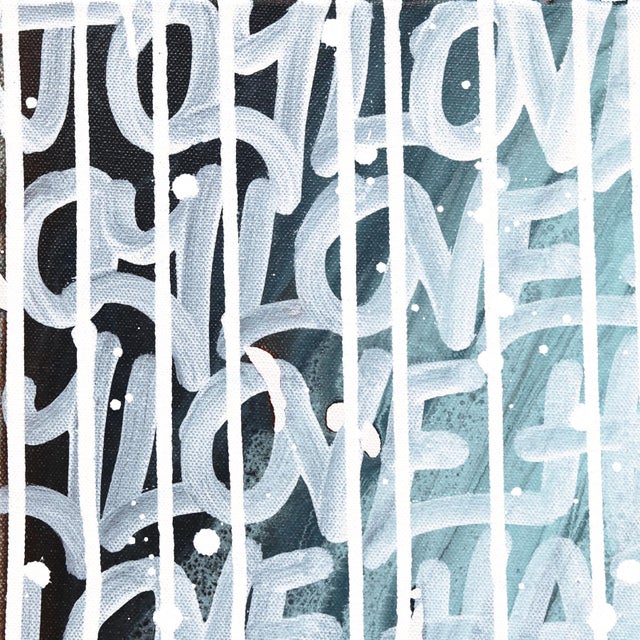 Joyful Love - Cool Tone Mixed Media Street Graffiti Inspired Artwork Original Artwork by Amber Goldhammer For Sale - Image 4 of 9