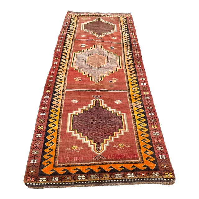 Vintage Orange Warm Colors Nomadic Runner For Sale