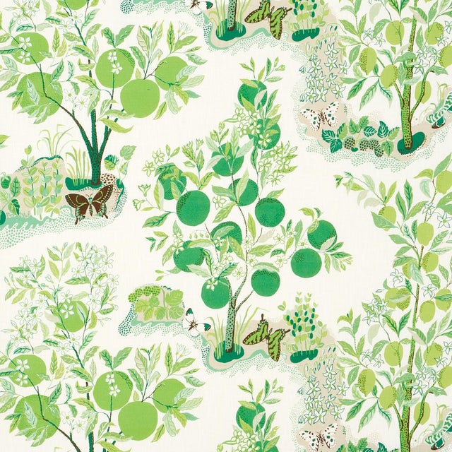 Sample - Schumacher Citrus Garden Indoor/Outdoor Fabric in Leaf For Sale