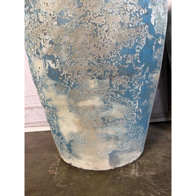 Pair of Large Antique Terracotta Urns With Weathered Blue Patina For Sale In Los Angeles - Image 6 of 17