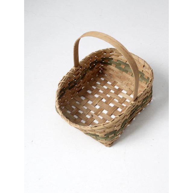 Wood Vintage Handmade Gathering Basket For Sale - Image 7 of 13