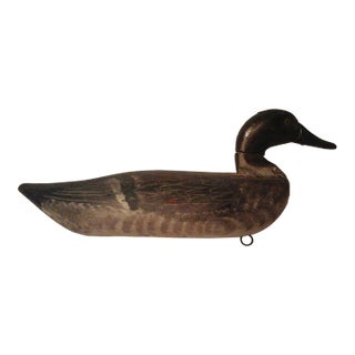 Antique American Folk Art Wooden Duck Decoy With Rare Swivel Head For Sale