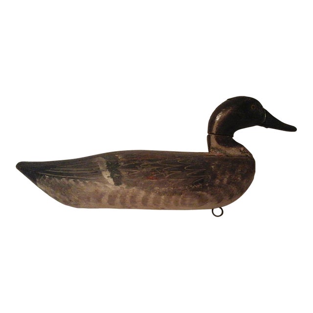 Antique American Folk Art Wooden Duck Decoy With Rare Swivel Head For Sale