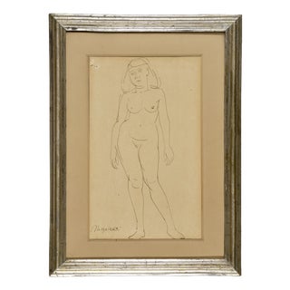 Early 20th Century Italian Signed Nude Drawing For Sale