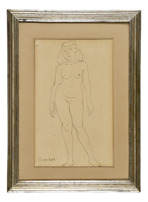 Early 20th Century Italian Signed Nude Drawing