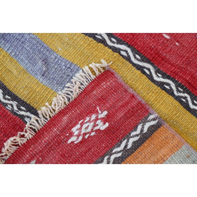 Red 1990s Red Striped Hand Knotted Rug For Sale - Image 8 of 8
