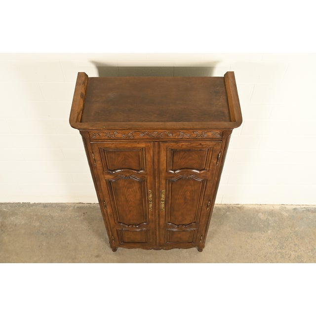 Baker Furniture French Provincial Louis XV Carved Oak Armoire Dresser or Linen Press For Sale - Image 14 of 18