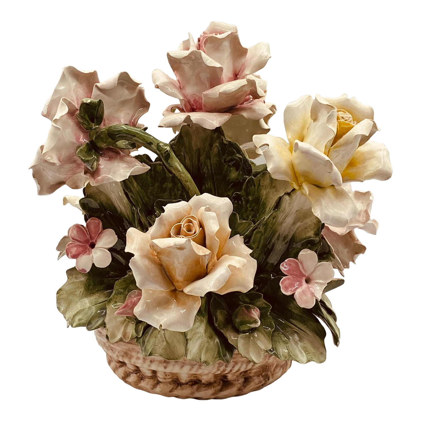CAPODIMONTE★ブーケ★陶花★イタリア★壁掛 Signed Vintage Italian Capodimonte 12