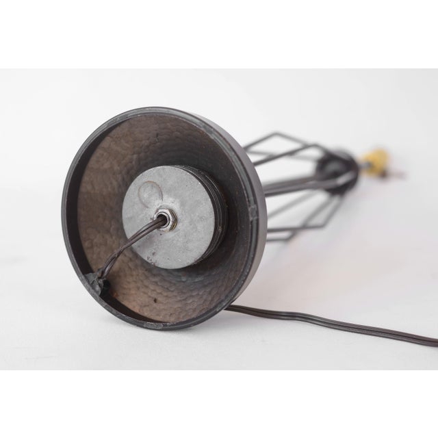 Brown Mid Century Modern Metal Spokes With Woven Shade Table Lamp For Sale - Image 8 of 12