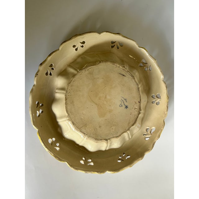 Cream Antique Italian Nove Agostinelli & Dal Prà Majolica Floral Reticulated Centerpiece Bowl, C. 1920s–1930s For Sale - Image 8 of 12