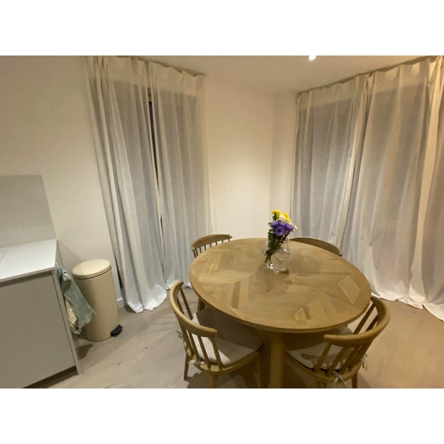 Weathered Oak Parquet Pie Extendable Table From Loaf For Sale - Image 4 of 8