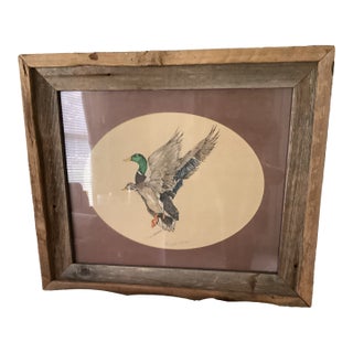 1960s Limited Edition, Susie Stewart Mallard Ducks Print With Rustic Frame For Sale