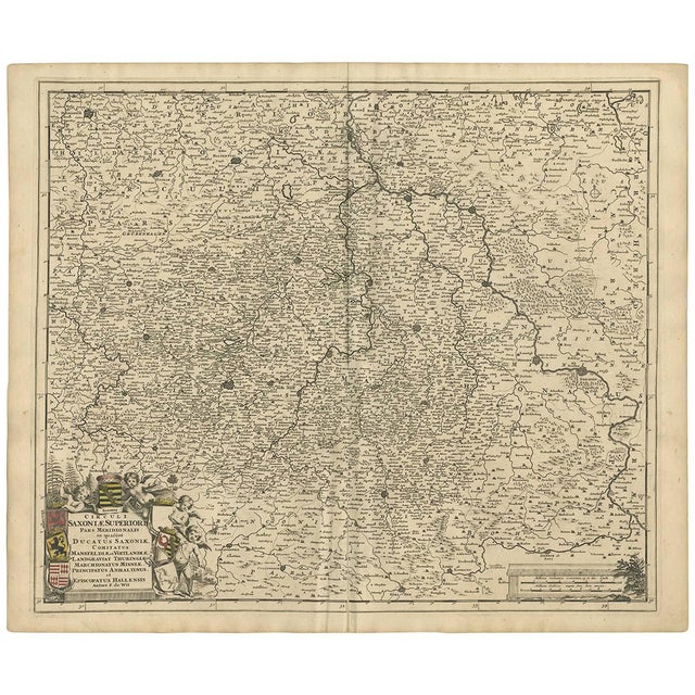 Antique Map of the Saxony Region Germany by F. De Wit, 1680 For Sale