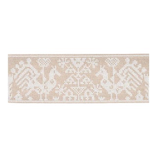 Schumacher Tarpan Embroidered Tape in Natural For Sale