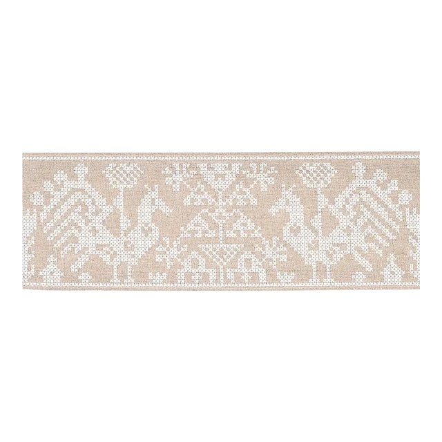 Schumacher Tarpan Embroidered Tape in Natural For Sale