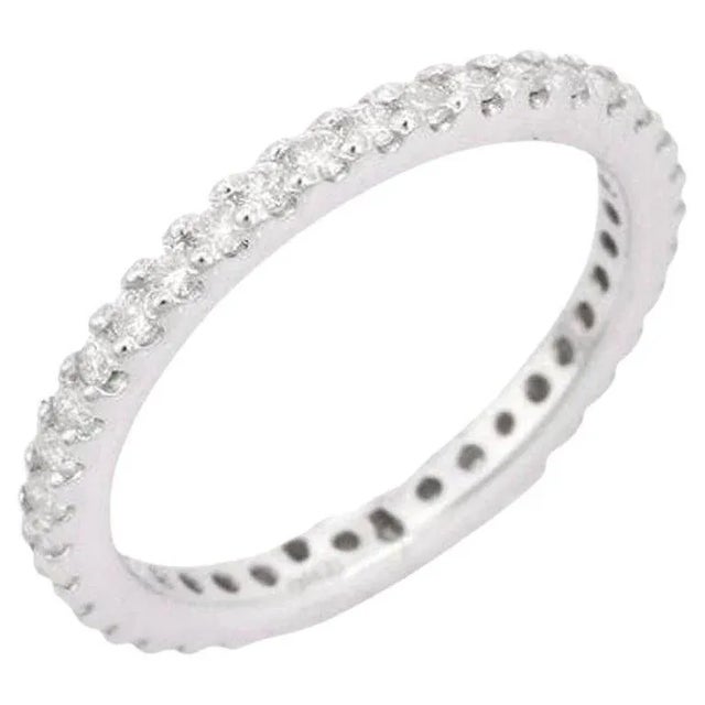 Art Deco 18k White Gold Diamond Modern Eternity Ring for Stacking Size 6 For Sale - Image 3 of 10