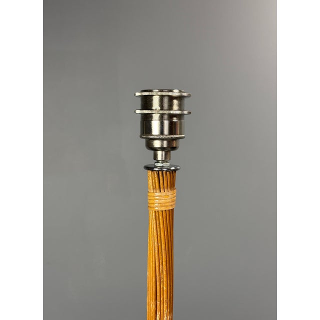 Pencil Reed Rattan Bamboo and Chrome Table Lamps, 1980s, Set of 2 For Sale - Image 10 of 18