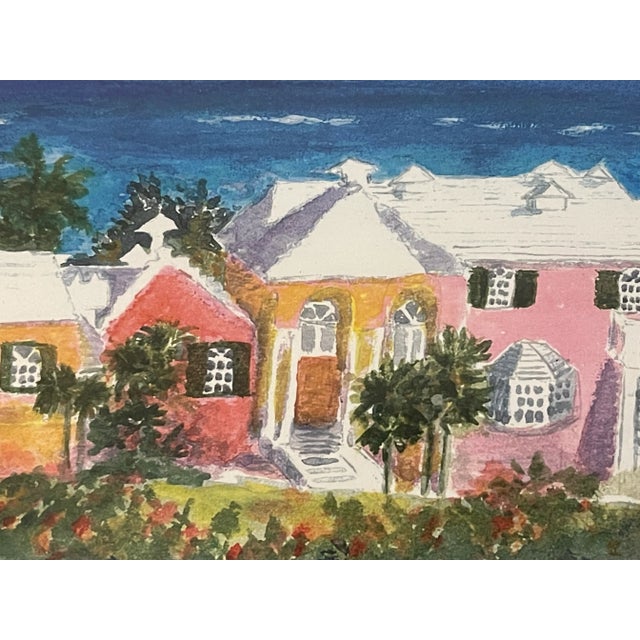 1970s Vintage Original Art Bermuda Watercolor Signed For Sale - Image 5 of 5