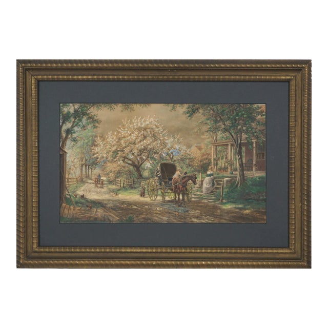 Rare 19th Century Watercolor and Platinotype -- Coming Home by Edward Lamson Henry For Sale