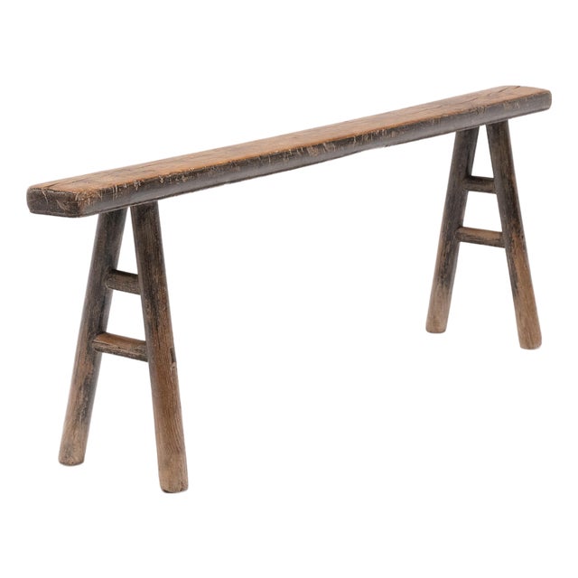 Chinese Narrow Splayed Leg Bench, C. 1850 For Sale