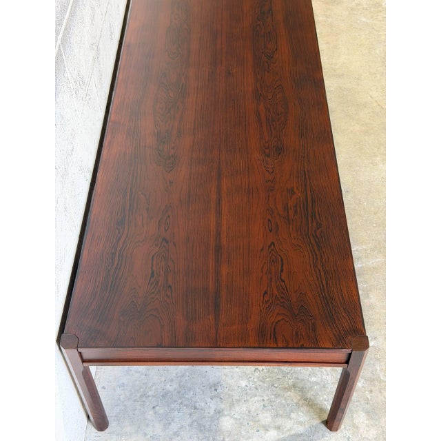 Mid-Century Modern Rosewood Minimalist Coffee Table With Straight Legs Danish Mid-Century Modern 1960s For Sale - Image 3 of 12