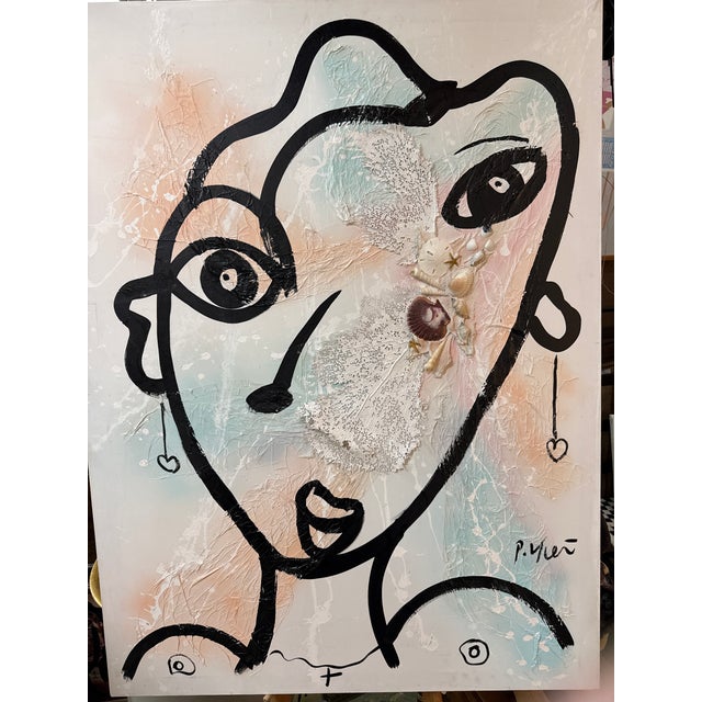 Peter Keil Peter Keil Unique Abstract Sea Shell Lady Canvas For Sale - Image 4 of 9