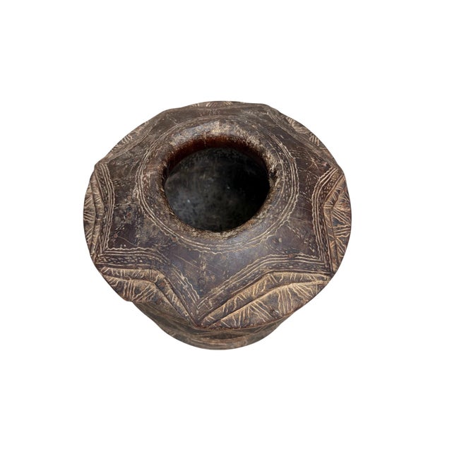 Vintage Hand-Carved African Tribal Lidded Vessel For Sale - Image 4 of 4
