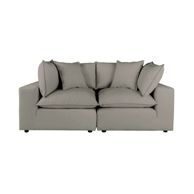 Boho Chic Cali Slate Performance Fabric Modular Loveseat For Sale - Image 3 of 8