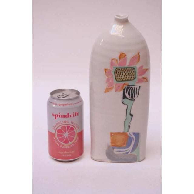 1970s Studio Ceramic Vase With Floral Decoration Singed Pollack, 1976 For Sale - Image 5 of 13