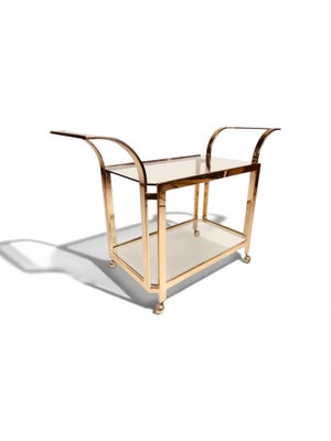 1980s Mid-Century Modern Brass Bar Cart in the Style of Milo Baughman