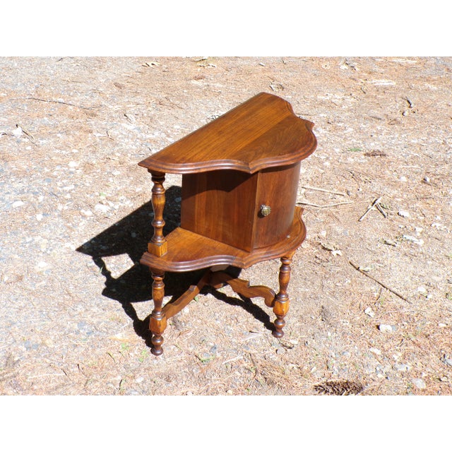 1930s Vintage Art Deco Humidor Table Walnut Smoking Stand Pipe Cigar Cabinet End Table For Sale - Image 5 of 15