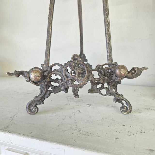 Silver 1940s Silver Easel Display Art Picture Holder for Ornate Rococo Revival Shelf Styling For Sale - Image 8 of 11