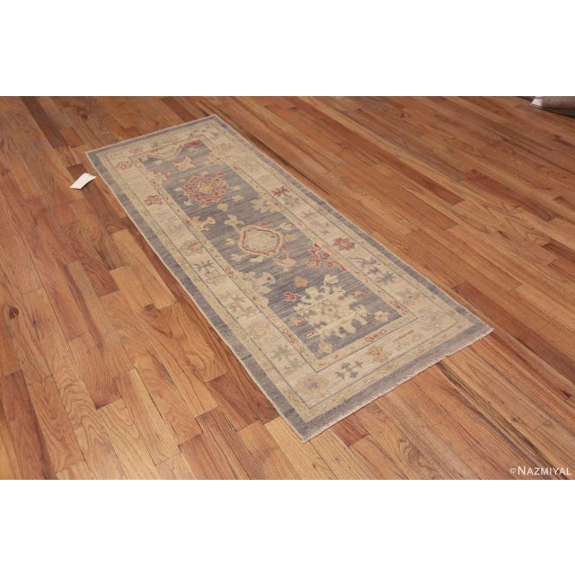Turkish Soft Pastel Ivory Cream Modern Turkish Oushak Design Runner Rug For Sale - Image 3 of 12