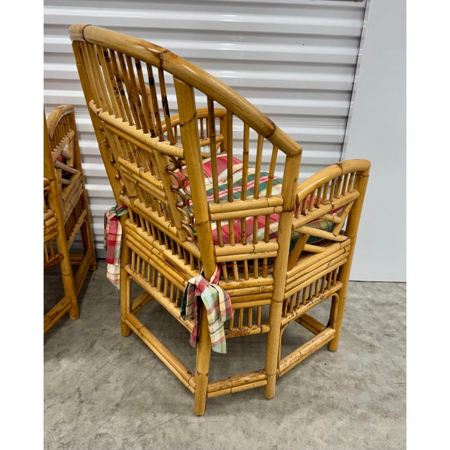 Brighton Pavilion Fantastic Set of 6 Brighton Chinese Chippendale Hollywood Regency Bamboo Chairs For Sale - Image 4 of 10