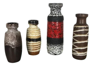 Vintage Multicolor Fat Lava Pottery Vases by Scheurich, Germany, Set of 4