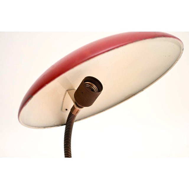 Vintage French Enamelled Tole and Brass Desk Lamp, 1950 For Sale - Image 9 of 11